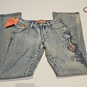 Denim embellished 5 pocket jeans size 3/4 by Daniel